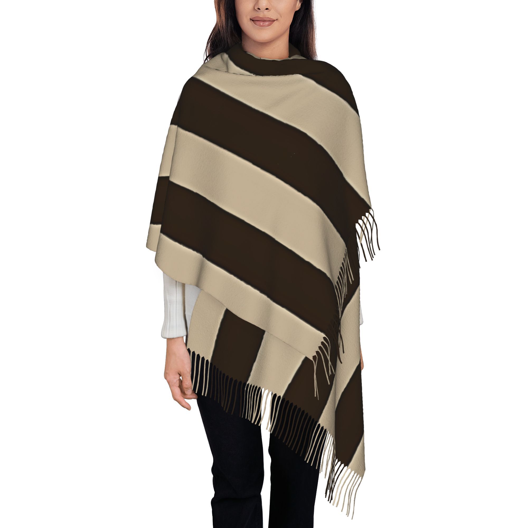 Tassel Fringe Trim - 1 buah Syal Bergaris Vertikal Warna